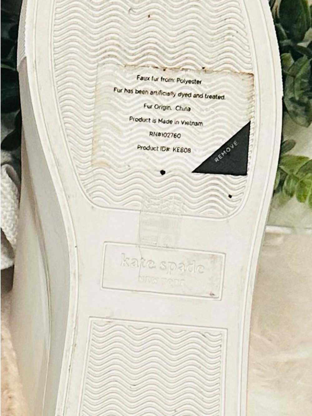 Kate Spade New York Faux Fur Lace Up Sneakers Ivory Size 7B - Picture 9 of 9
